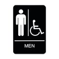 Headline Sign ADA Sign, Men/Wheelchair Accessible Tactile Symbol, Plastic, 6 x 9, Black/White 9003
